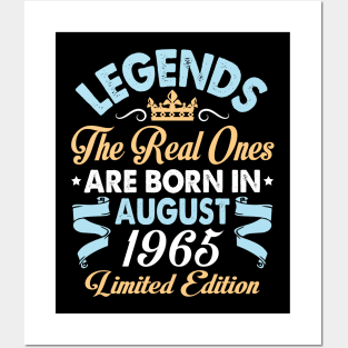 Legends The Real Ones Are Born In August 1955 Happy Birthday 65 Years Old Limited Edition Posters and Art